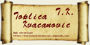Toplica Kvačanović vizit kartica